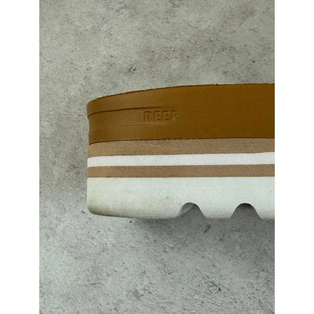 Reef Cushion Vista Hi White Double-Strap Platform Slide Sandals Womens Sz 8